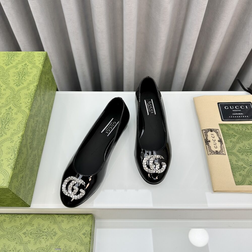 GUCCI CRYSTAL GG WOMEN'S BALLET FLAT BLACK - Image 7
