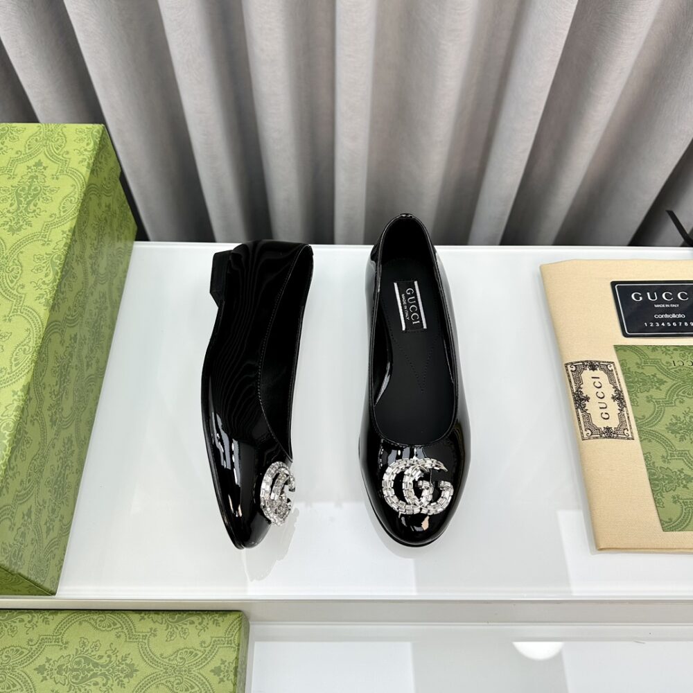 GUCCI CRYSTAL GG WOMEN'S BALLET FLAT BLACK - Image 8