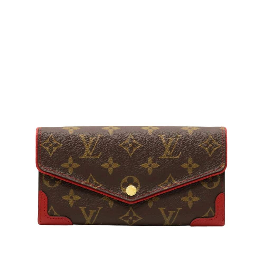 LOUIS VUITTON MONOGRAM LONG WALLET BROWN AND RED 19CM
