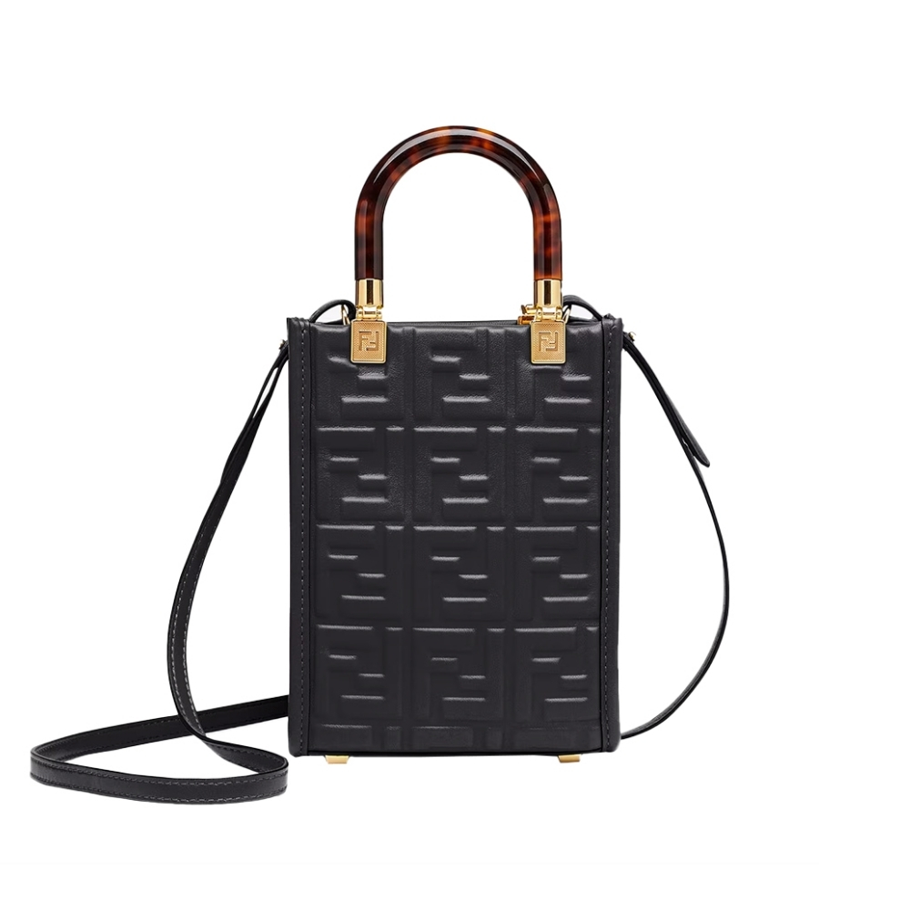 FENDI MINI SUNSHINE SHOPPER BLACK 18CM 8BS051AMCIF0KUR