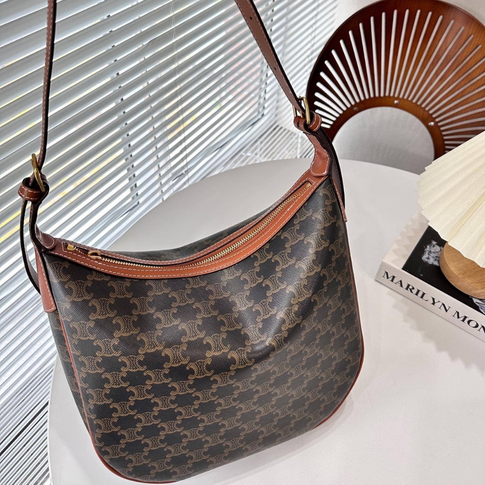 Alternative view of CELINE MEDIUM HELOISE BAG IN TRIOMPHE CANVAS TAN 30CM 114712FQM 04LU