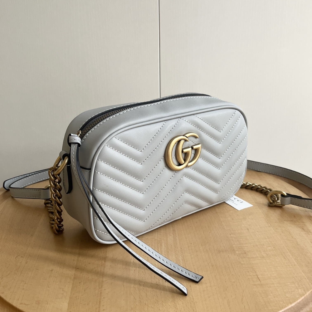 GUCCI GG MARMONT SMALL SHOULDER BAG LIGHT GREY 24CM 447632 AABZB 1712 - Image 3