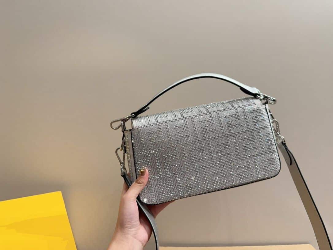 FENDI BAGUETTE SILVER CRYSTAL TRIM 25CM - Image 7