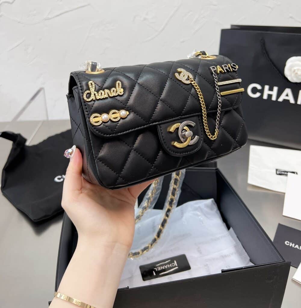 Alternative view of CHANEL QUILTED MINI COCO CLIPS FLAP GOLD AND RUTHENIUM HARDWARE BLACK 20CM