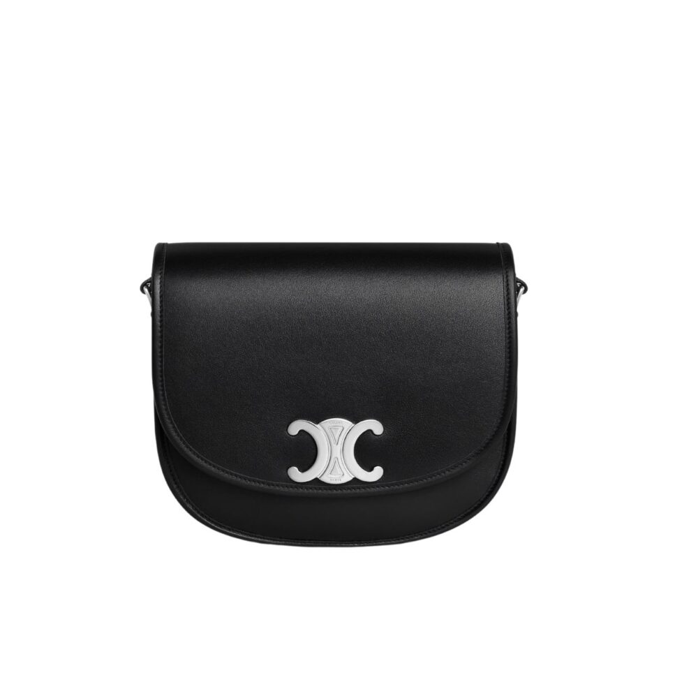 CELINE MEDIUM BESACE TRIOMPHE IN SUPPLE NATURAL CALFSKIN BLACK 21CM 114453FH1 38SI