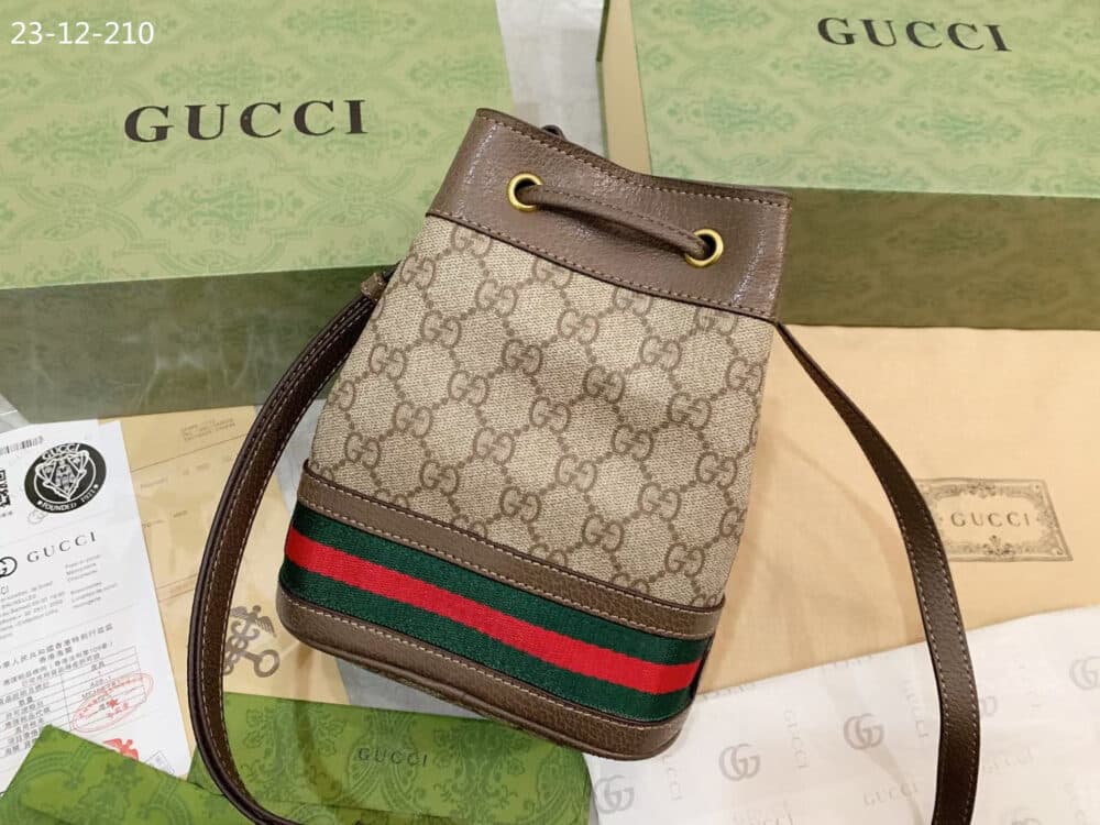 GUCCI OPHIDIA SMALL GG BUCKET BAG BROWN 17CM ‎550621 96I3B 8745 - Image 7