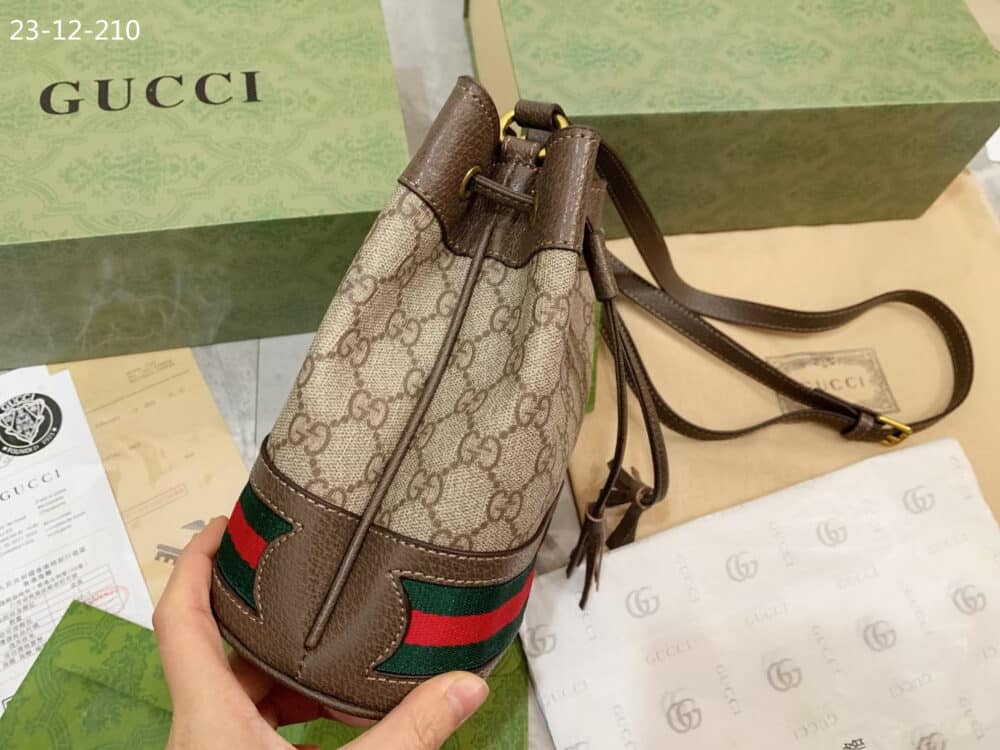 GUCCI OPHIDIA SMALL GG BUCKET BAG BROWN 17CM ‎550621 96I3B 8745 - Image 5