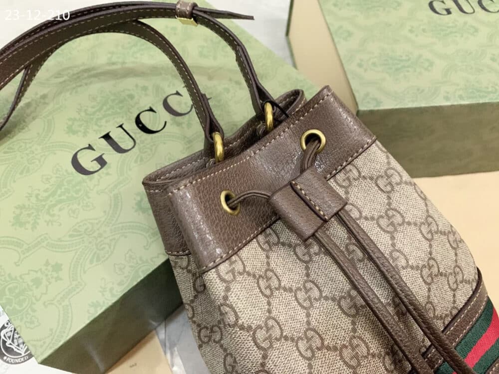 GUCCI OPHIDIA SMALL GG BUCKET BAG BROWN 17CM ‎550621 96I3B 8745 - Image 3