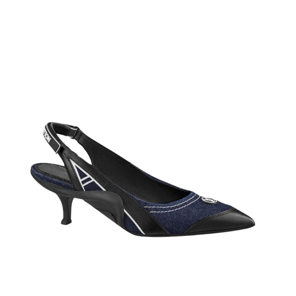 LOUIS VUITTON ARCHLIGHT SLINGBACK PUMP BLACK AND DENIM BLUE 1AABOB