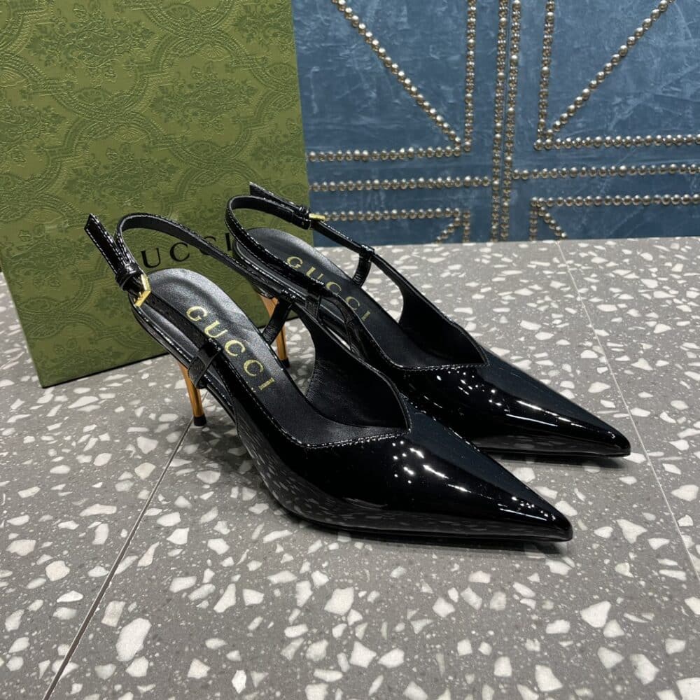 GUCCI WOMEN'S SLINGBACK HEELED PUMP BLACK - Image 6