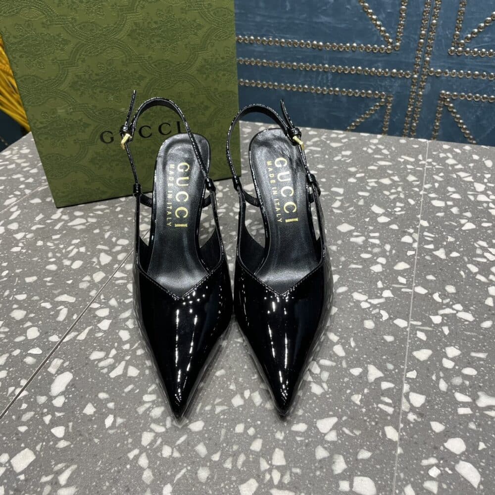 GUCCI WOMEN'S SLINGBACK HEELED PUMP BLACK - Image 5