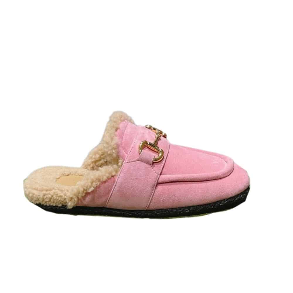 GUCCI WOMEN'S MULE WITH HORSEBIT SUEDE LEATHER PINK
