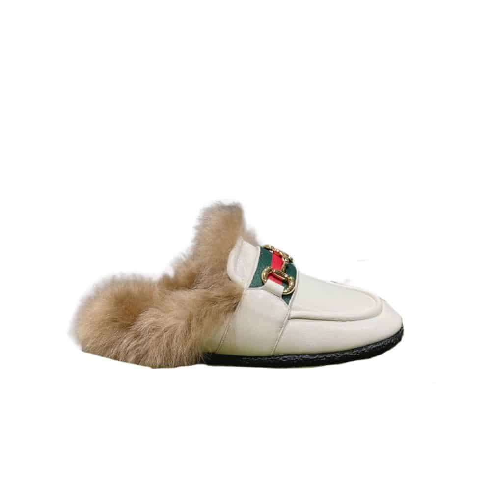 GUCCI MEN'S SLIPPER WITH HORSEBIT WHITE