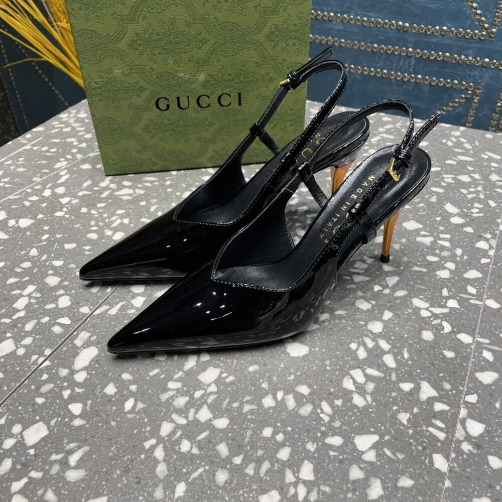 GUCCI WOMEN'S SLINGBACK HEELED PUMP BLACK - Image 4