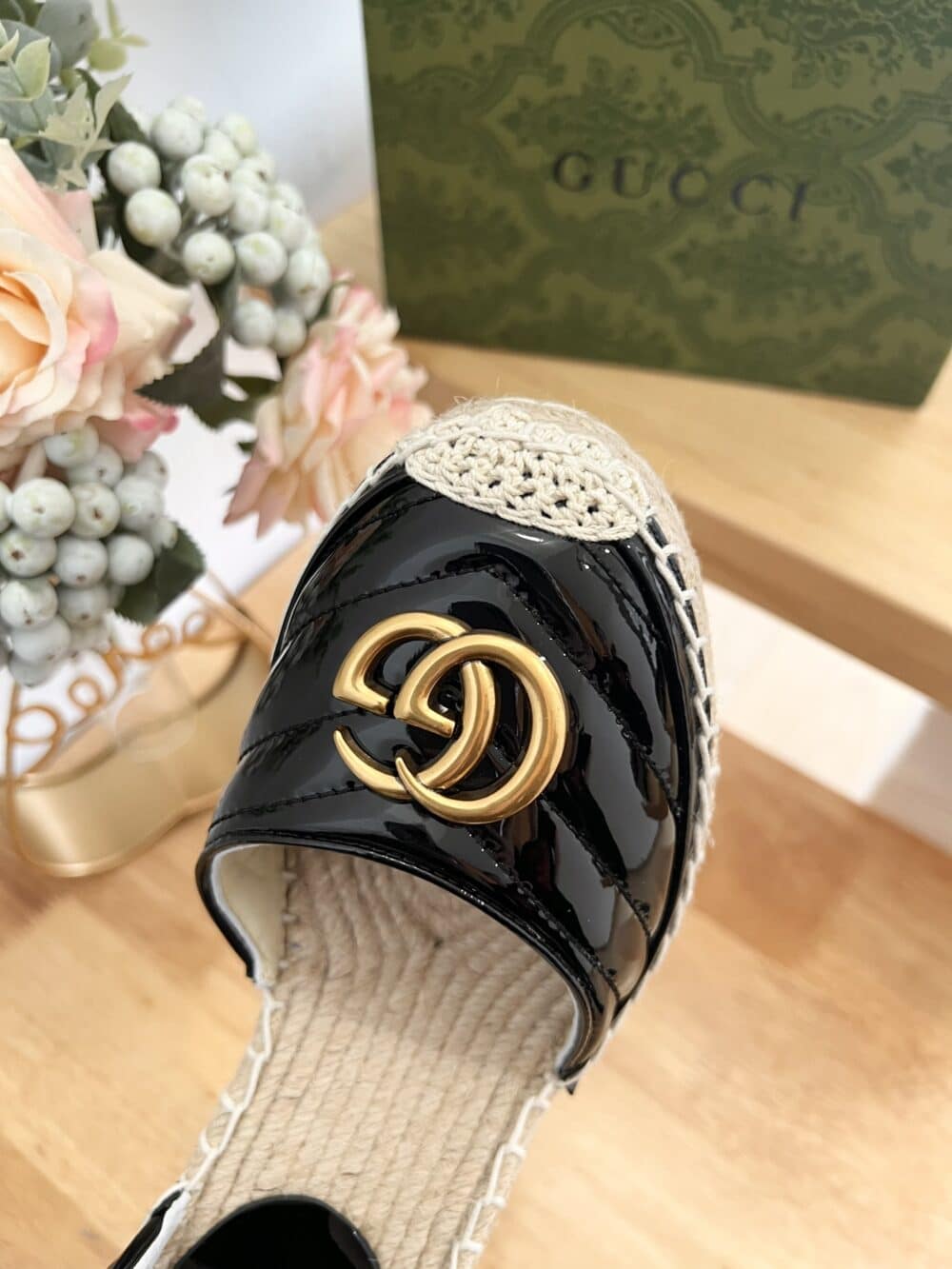 GUCCI LEATHER PLATFORM ESPADRILLE BLACK 573023 BTMO0 1000 - Image 3