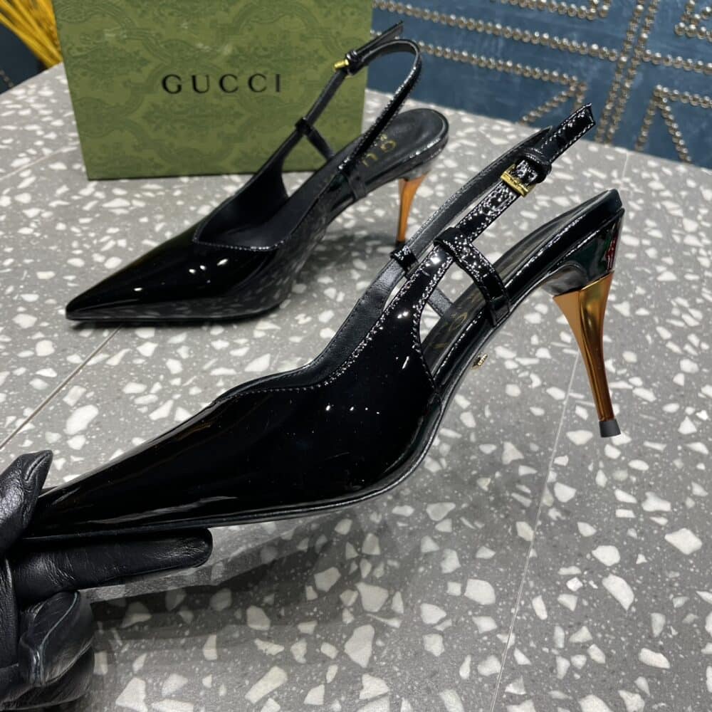 GUCCI WOMEN'S SLINGBACK HEELED PUMP BLACK - Image 3