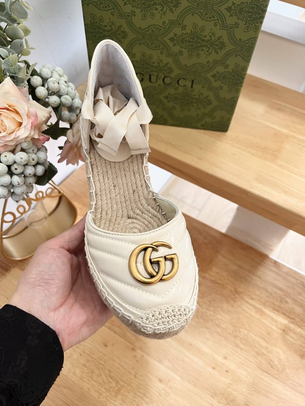 GUCCI LEATHER PLATFORM ESPADRILLE WHITE - Image 5