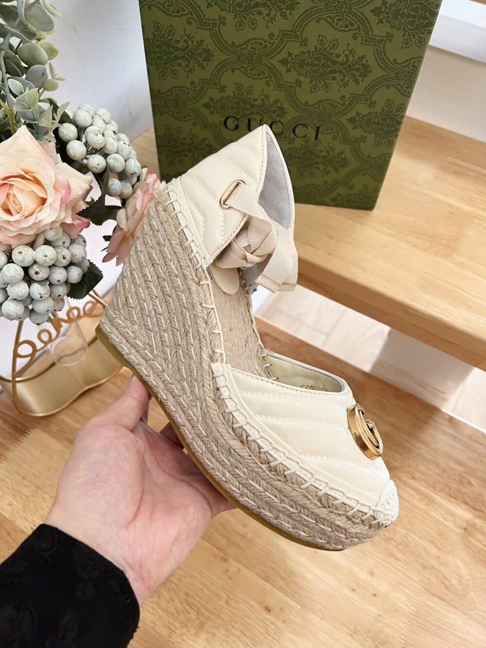 GUCCI LEATHER PLATFORM ESPADRILLE WHITE - Image 4