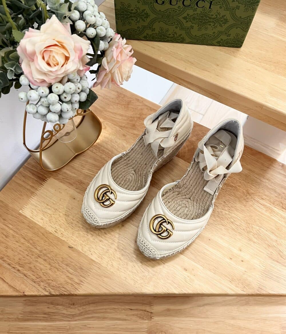 GUCCI LEATHER PLATFORM ESPADRILLE WHITE - Image 3