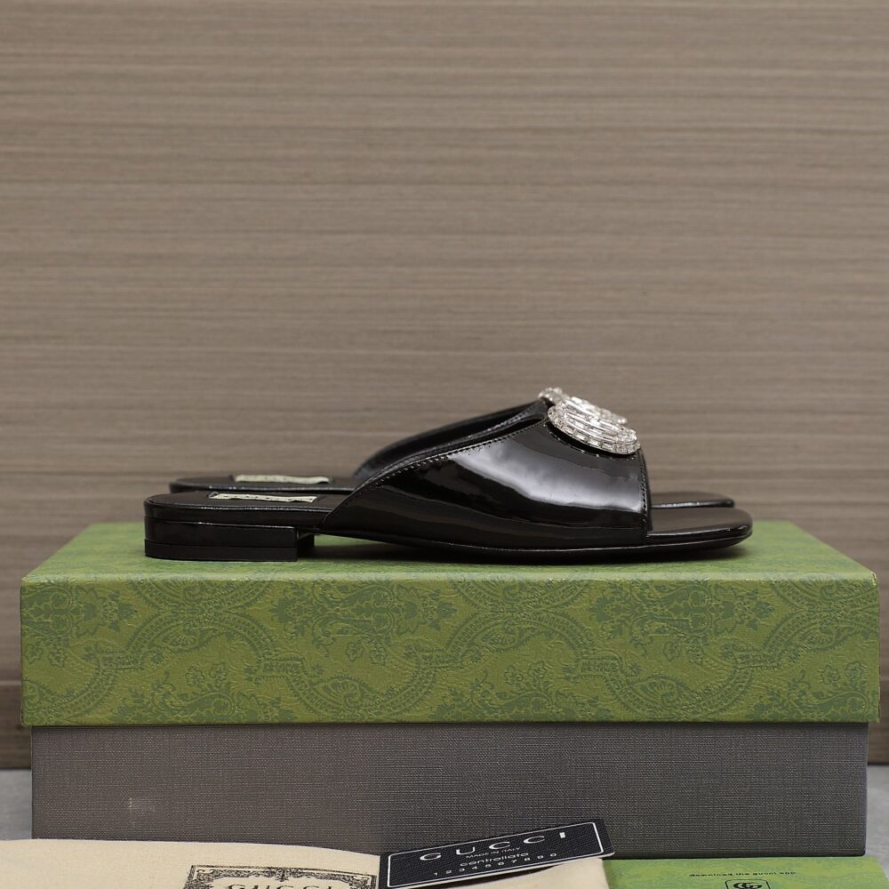 GUCCI GG CRYSTAL SLIPPERS BLACK - Image 3