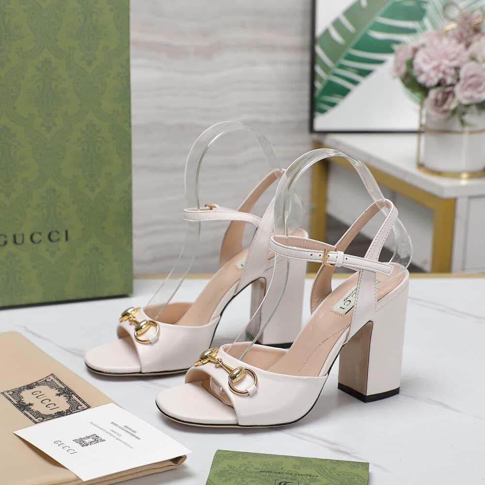 GUCCI WOMEN'S HORSEBIT HIGH HEEL SANDAL WHITE - Image 7
