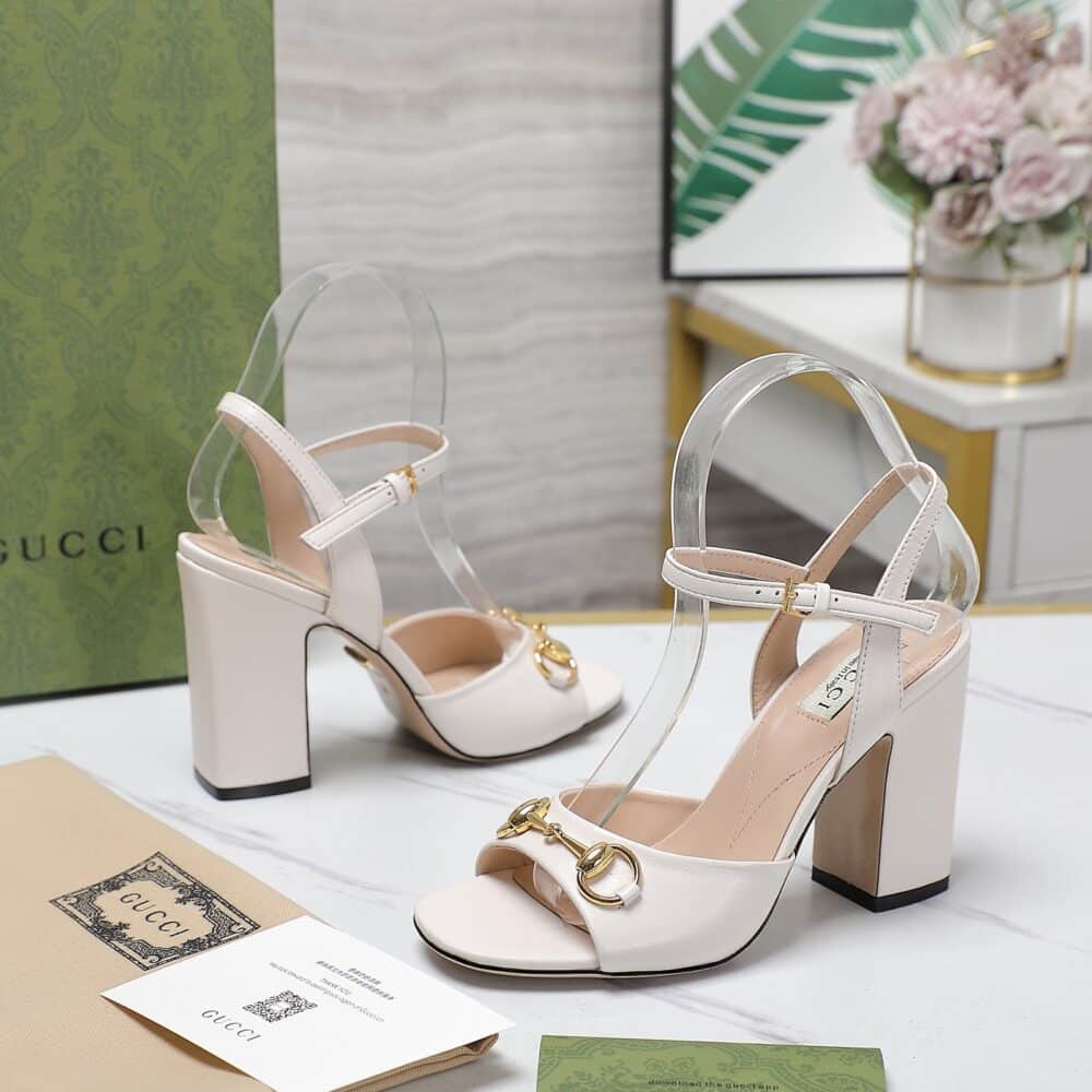 GUCCI WOMEN'S HORSEBIT HIGH HEEL SANDAL WHITE - Image 4