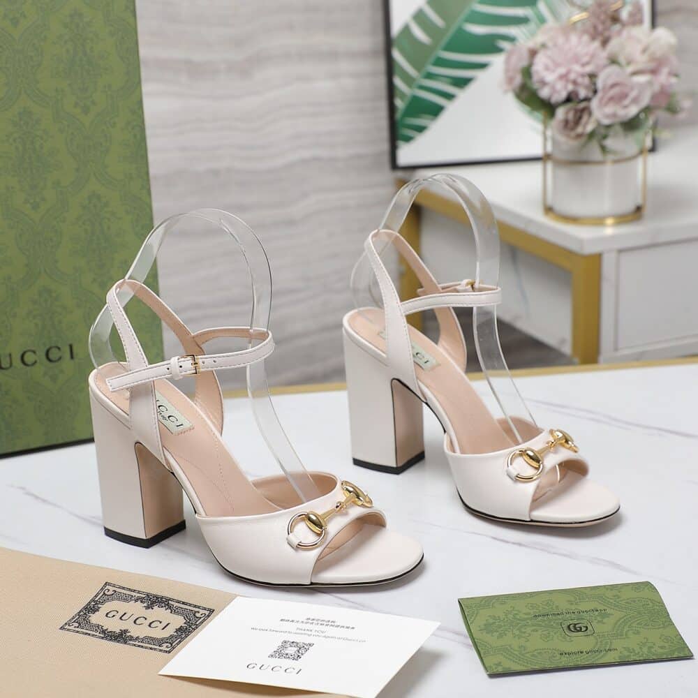 GUCCI WOMEN'S HORSEBIT HIGH HEEL SANDAL WHITE - Image 3