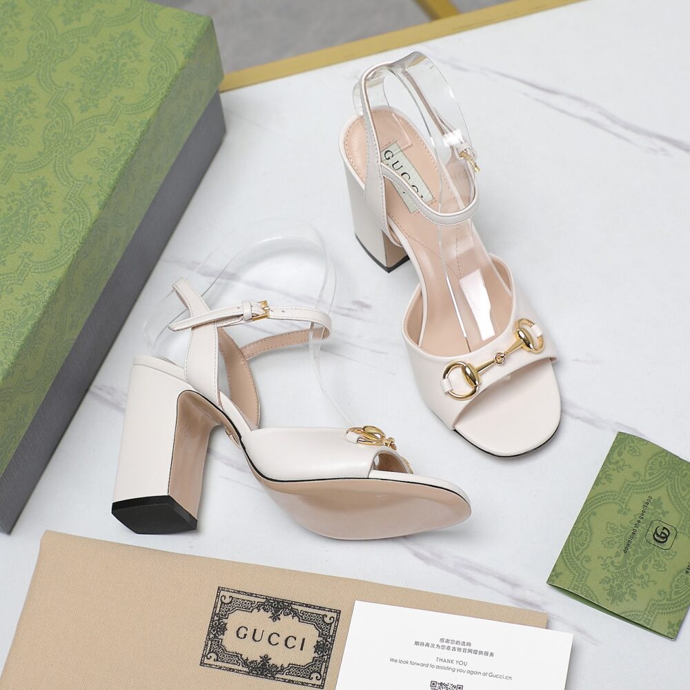 GUCCI WOMEN'S HORSEBIT HIGH HEEL SANDAL WHITE - Image 2