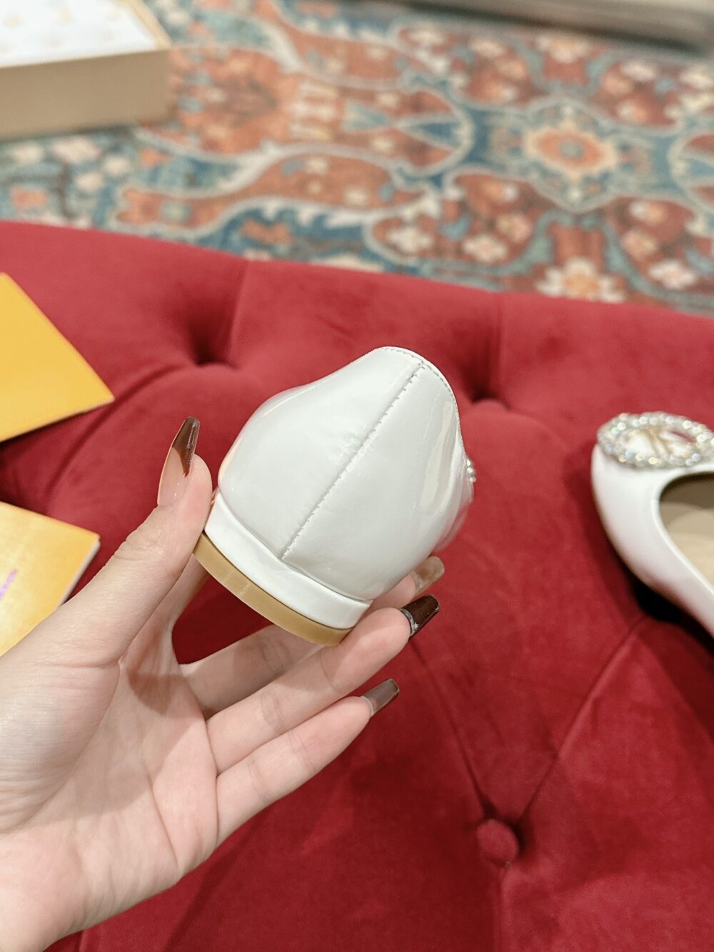 LOUIS VUITTON CRYSTAL LV BALLET FLATS WHITE - Image 3