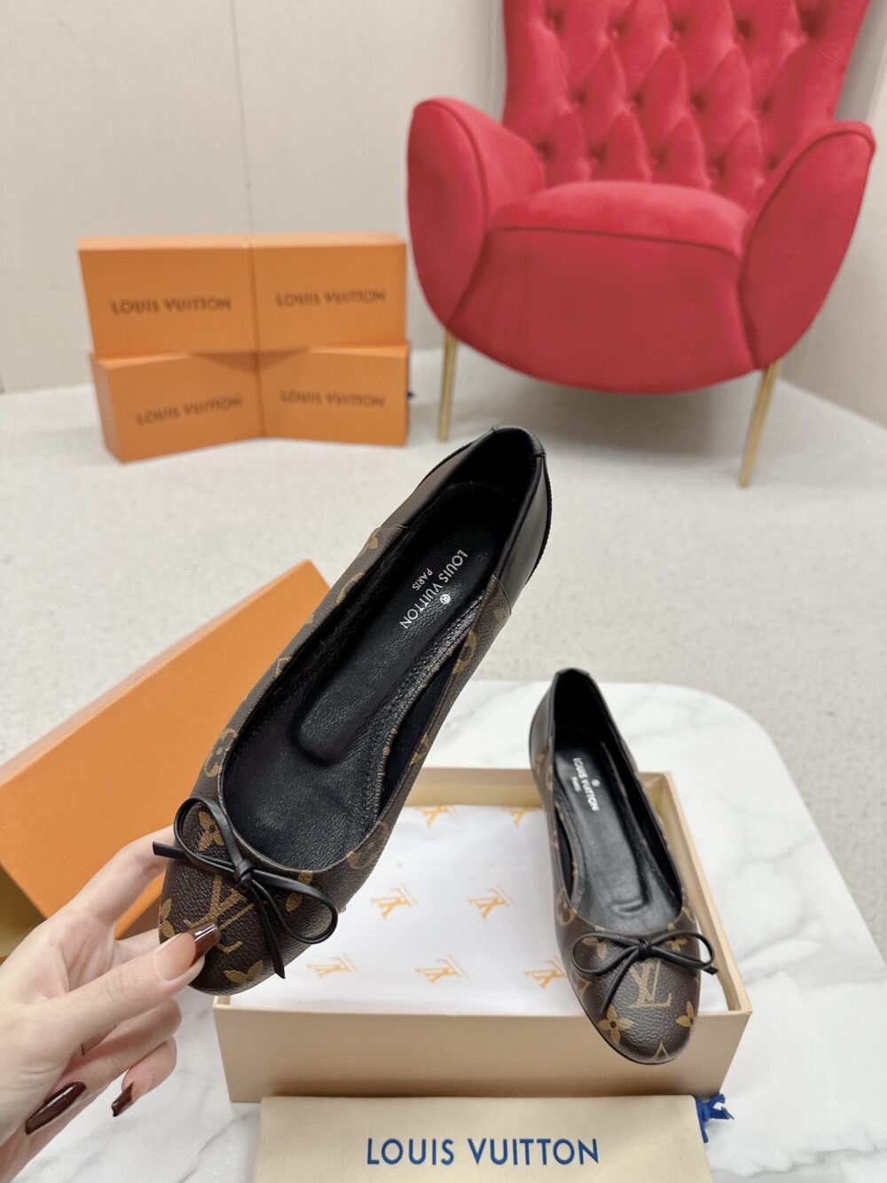 LOUIS VUITTON JOY BALLERINA FLATS MONOGRAM BROWN - Image 4