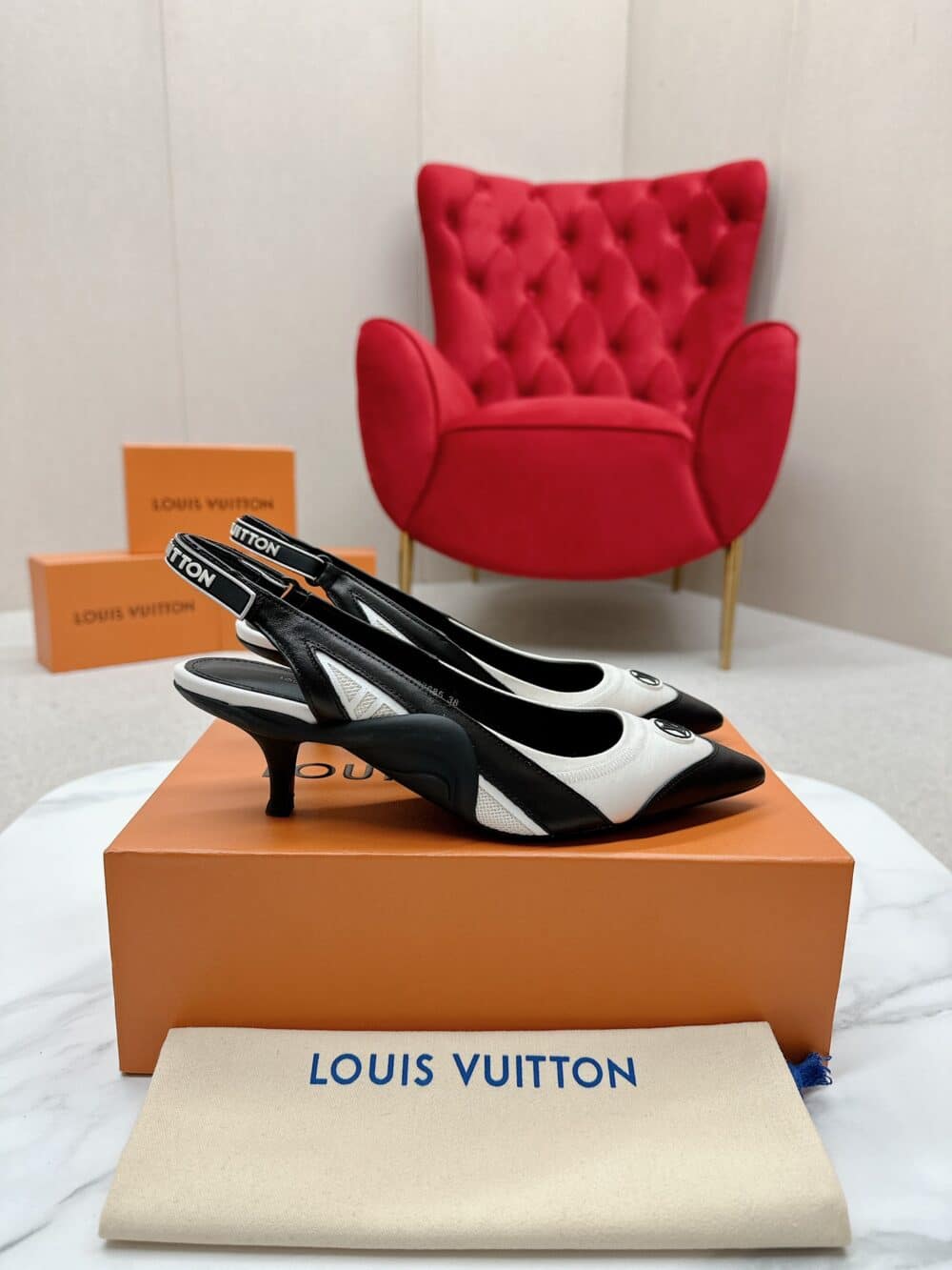 LOUIS VUITTON ARCHLIGHT SLINGBACK PUMP BLACK AND WHITE - Image 5