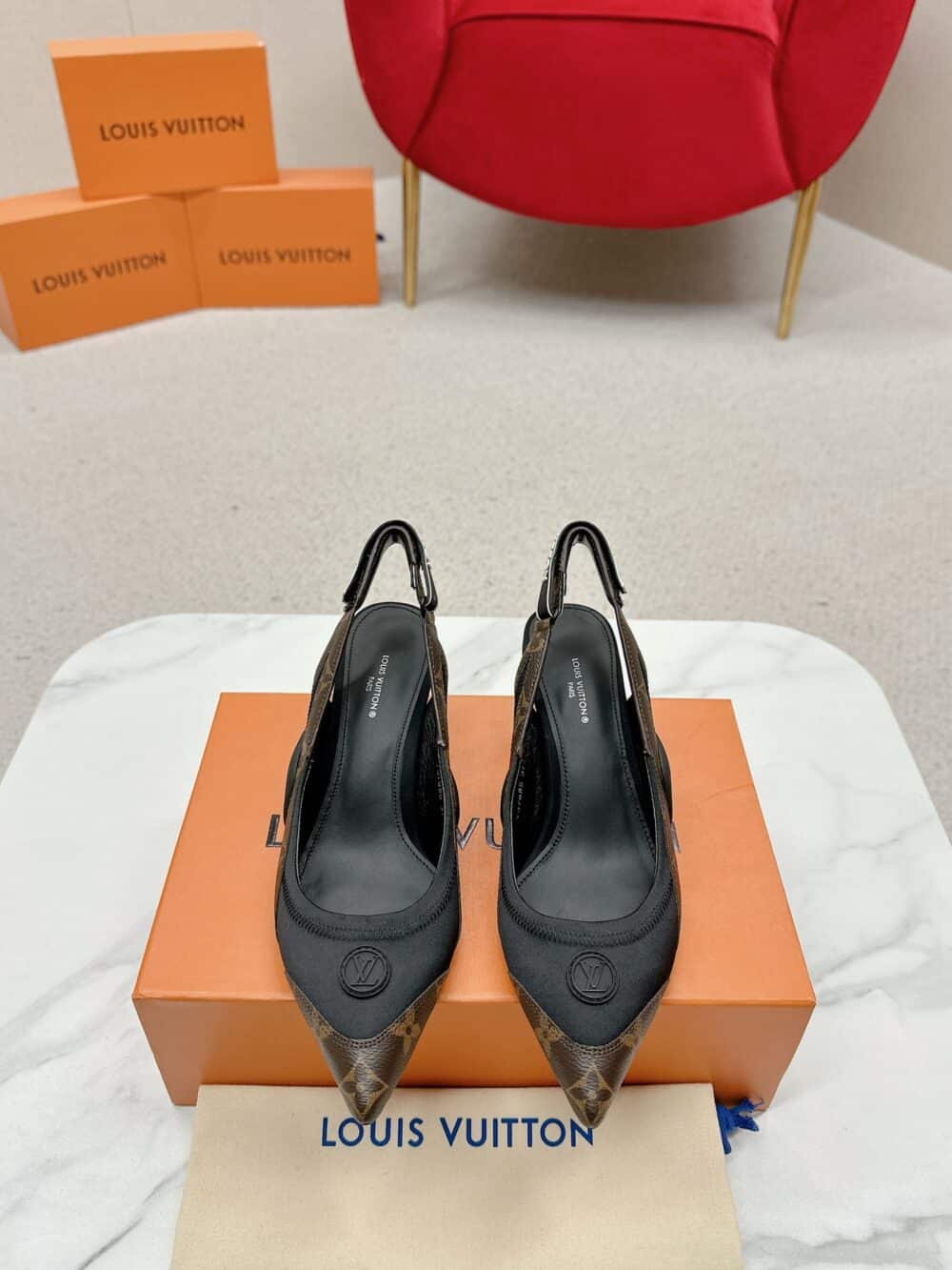 LOUIS VUITTON ARCHLIGHT SLINGBACK PUMP BLACK AND BROWN 1AADGJ - Image 5