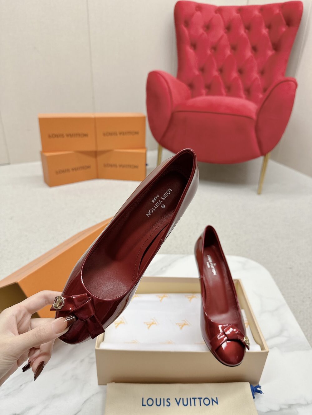 LOUIS VUITTON FIANCEE PUMPS RED - Image 5