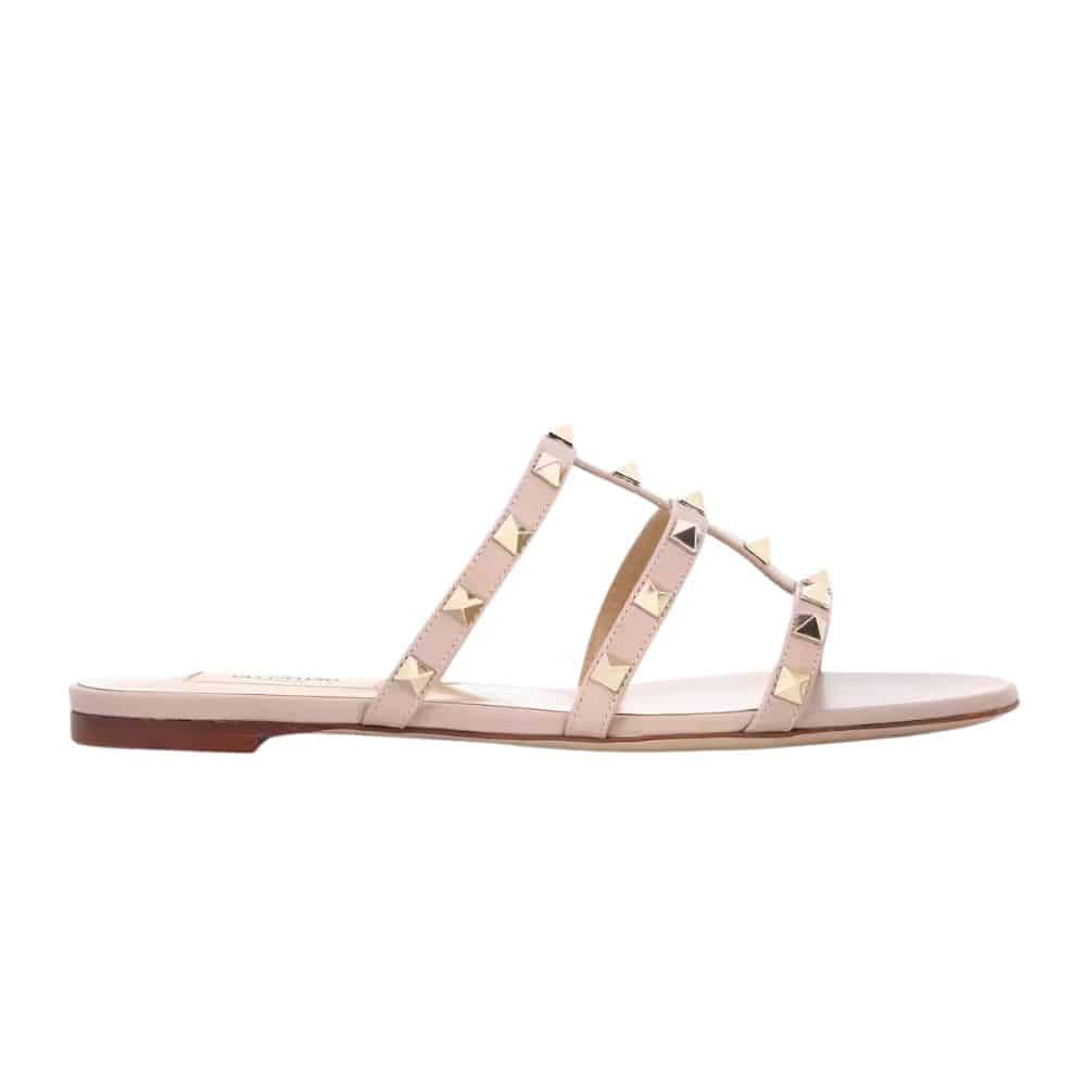 VALENTINO GARAVANI ROCKSTUD FLAT SLIDE SANDAL PINK 4W2S0C49VOD P45