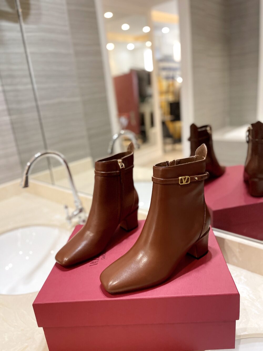 Alternative view of VALENTINO GARAVANI TAN GO ANKLE BOOT IN CALFSKIN LEATHER BROWN