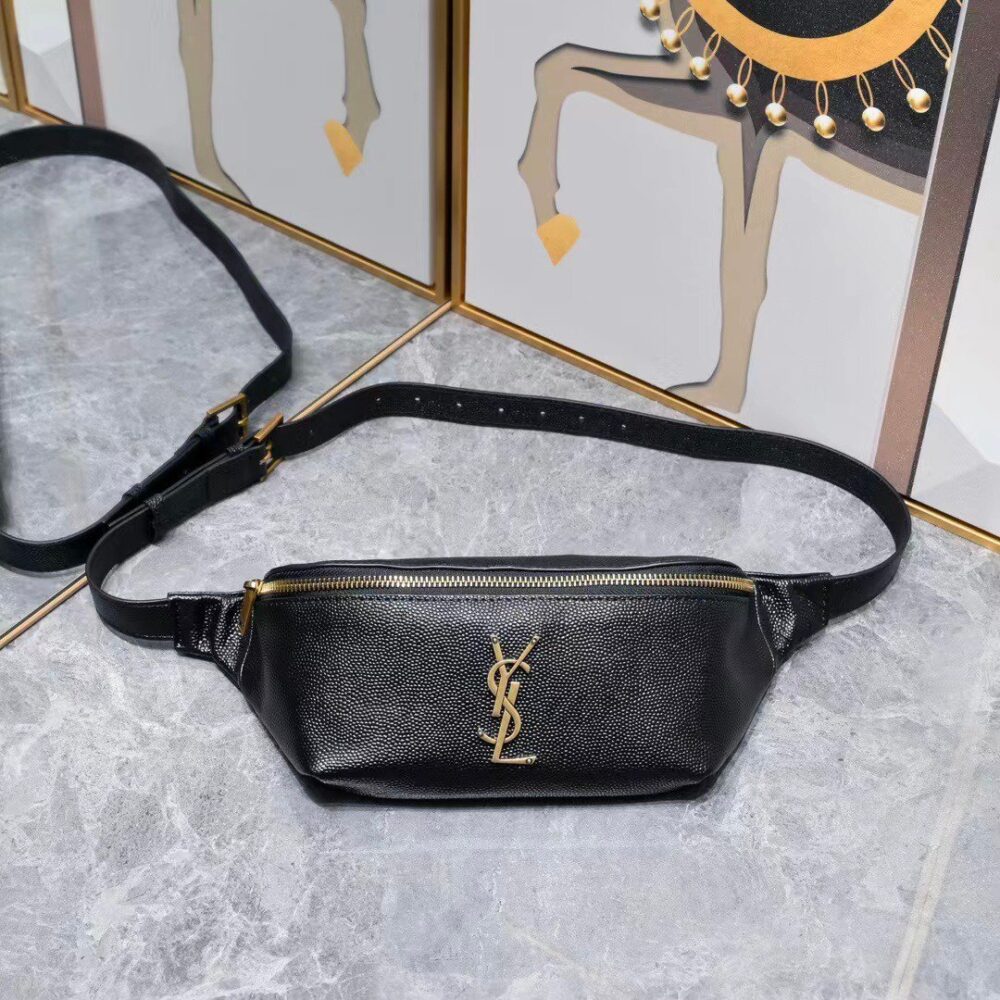 Alternative view of SAINT LAURENT BELT BAG YSL LOGO APPLIQUÉD LEATHER BLACK 25CM