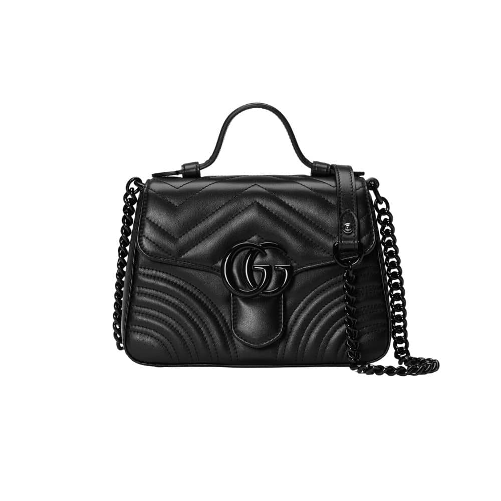 GUCCI MARMONT TOP HANDLE BAG BLACK 21CM 702563 DTDFV 1000