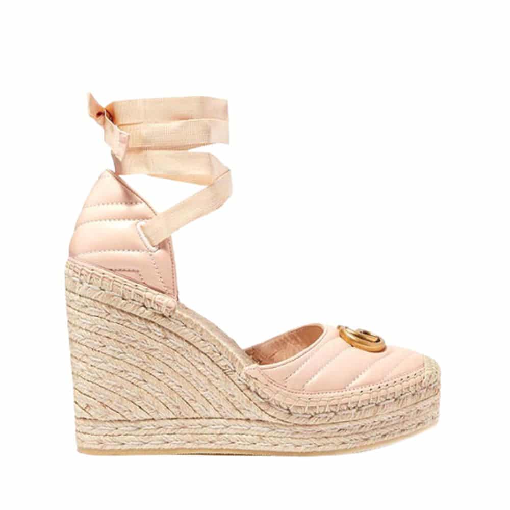 GUCCI LEATHER PLATFORM ESPADRILLE PINK