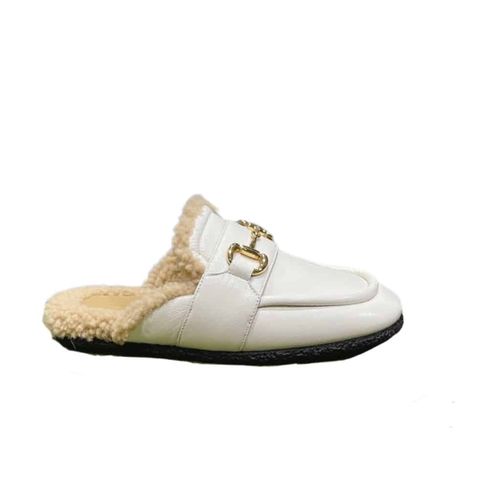 GUCCI WOMEN'S MULE WITH HORSEBIT WHITE