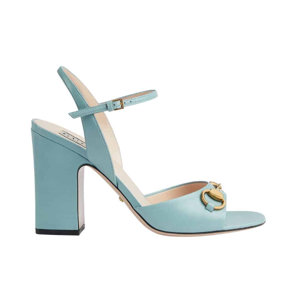 GUCCI WOMEN'S HORSEBIT HIGH HEEL SANDAL BLUE ‎771600 C9D00 4728