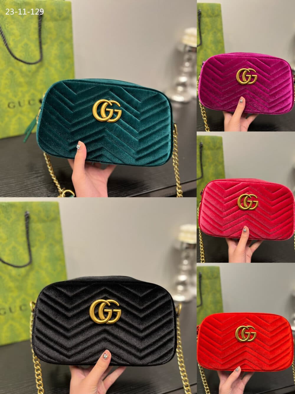 GUCCI MARMONT SMALL MATELASSE SHOULDER BAG GREEN 22CM - Image 3
