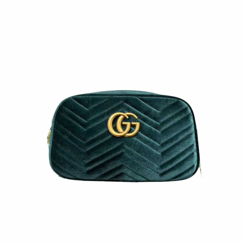 GUCCI MARMONT SMALL MATELASSE SHOULDER BAG GREEN 22CM