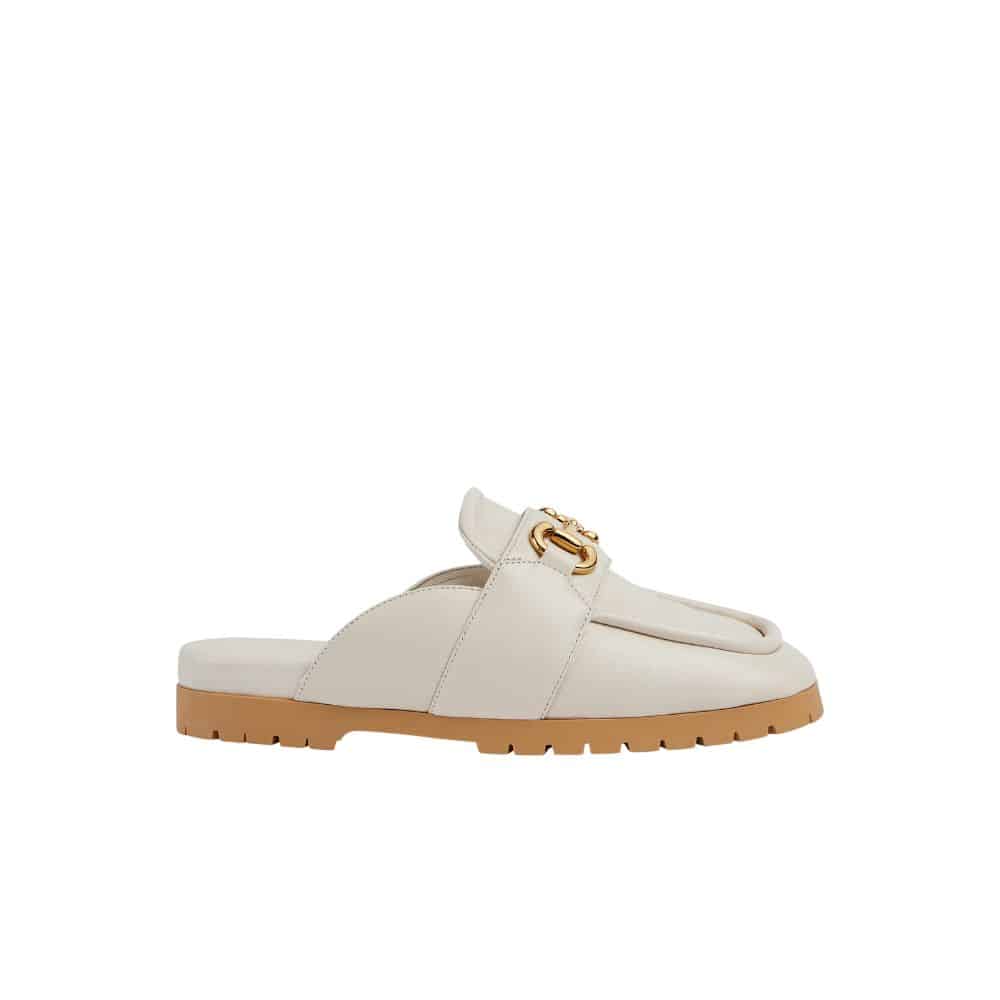 GUCCI WOMEN'S MULE WITH HORSEBIT WHITE 771096 AACAI 9522