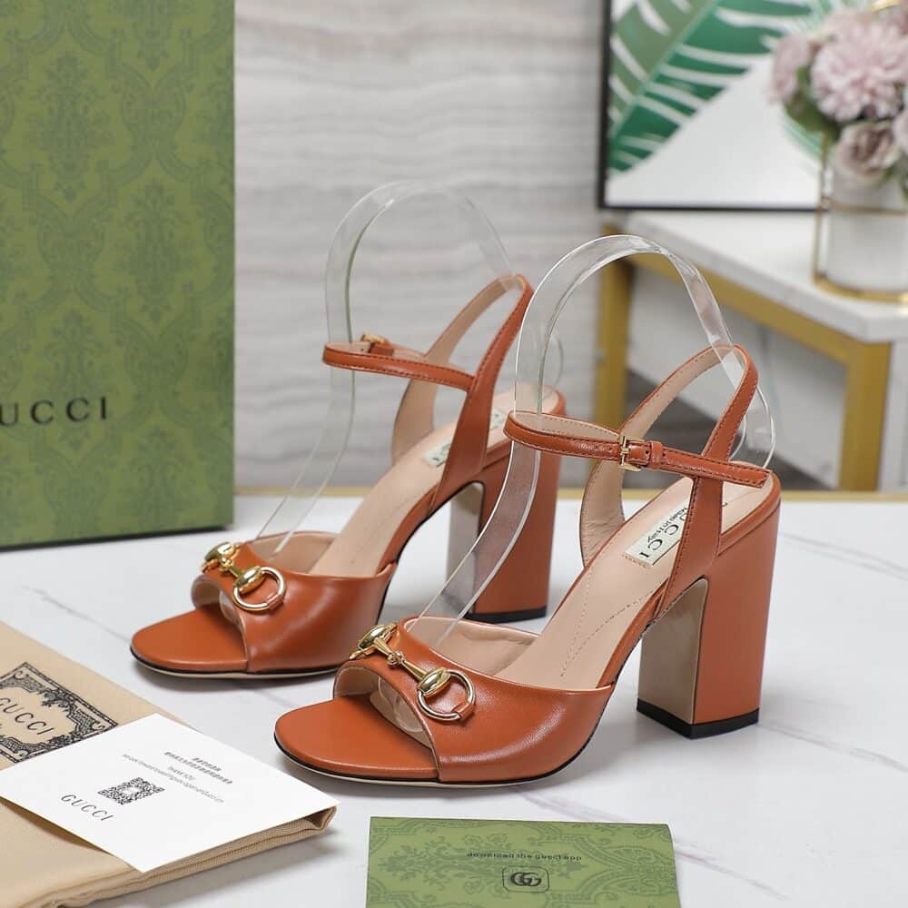 GUCCI WOMEN'S HORSEBIT HIGH HEEL SANDAL BROWN 771600 C9D00 2176 - Image 7