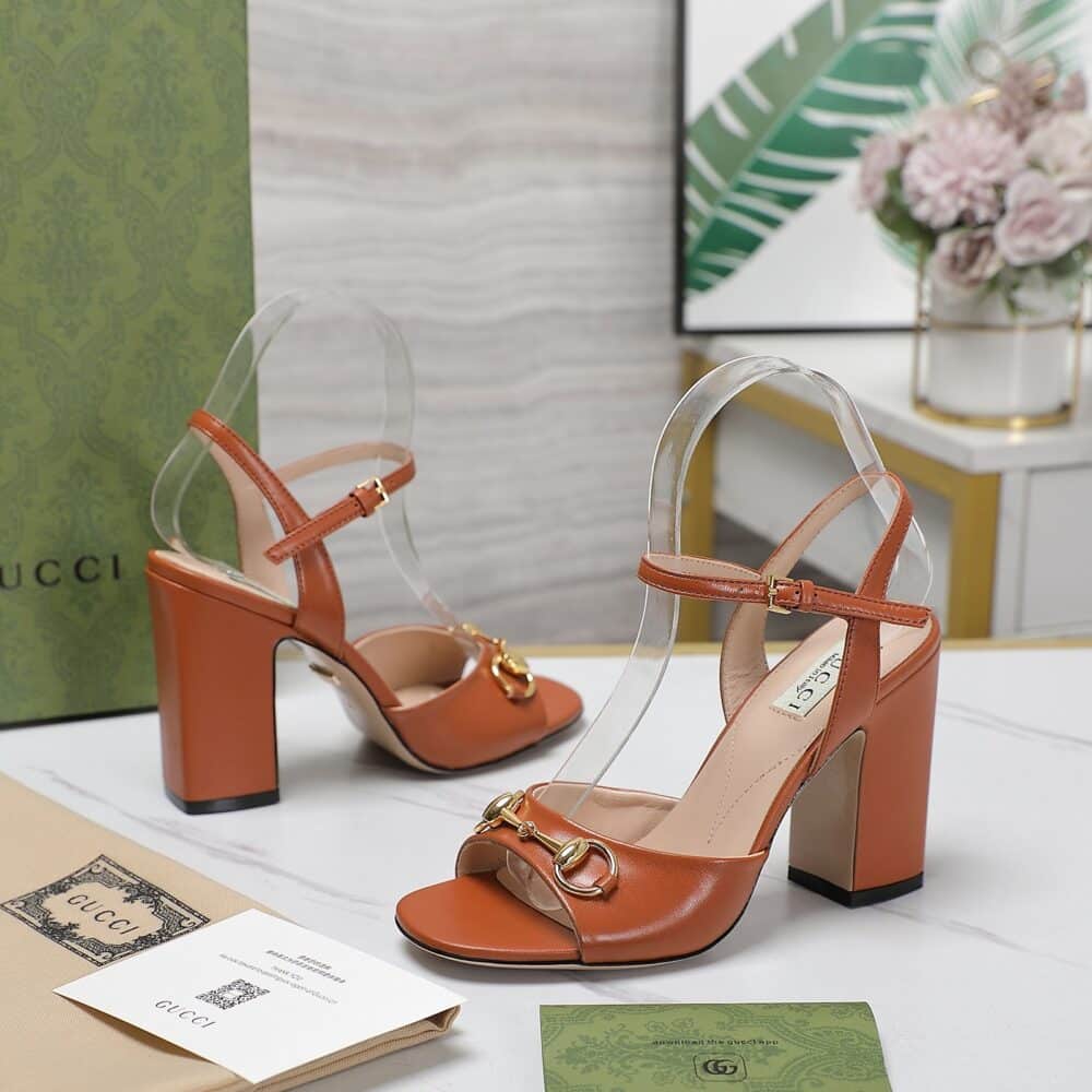 GUCCI WOMEN'S HORSEBIT HIGH HEEL SANDAL BROWN 771600 C9D00 2176 - Image 4