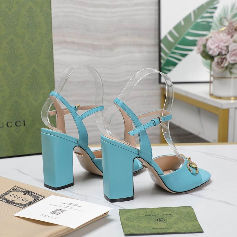 GUCCI WOMEN'S HORSEBIT HIGH HEEL SANDAL BLUE ‎771600 C9D00 4728 - Image 8