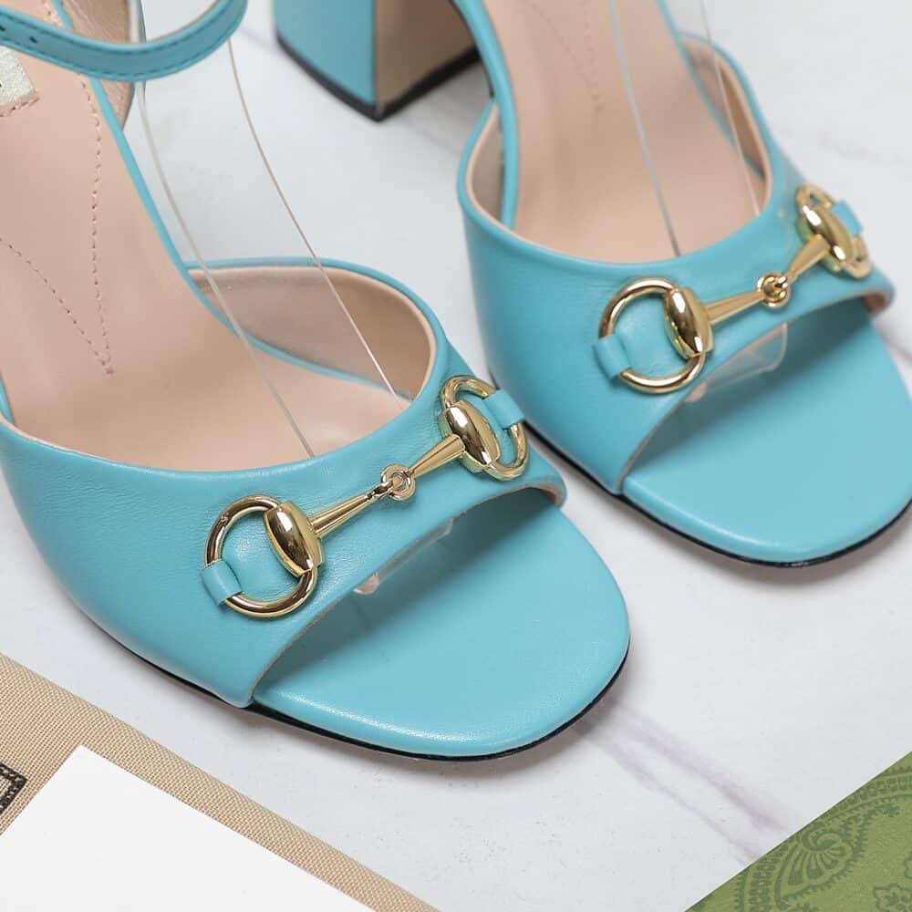 GUCCI WOMEN'S HORSEBIT HIGH HEEL SANDAL BLUE ‎771600 C9D00 4728 - Image 7