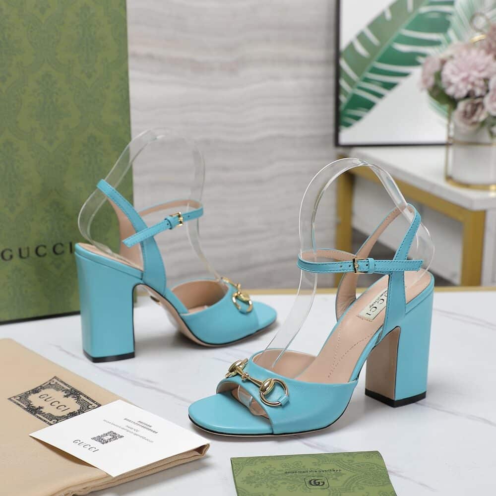 GUCCI WOMEN'S HORSEBIT HIGH HEEL SANDAL BLUE ‎771600 C9D00 4728 - Image 5