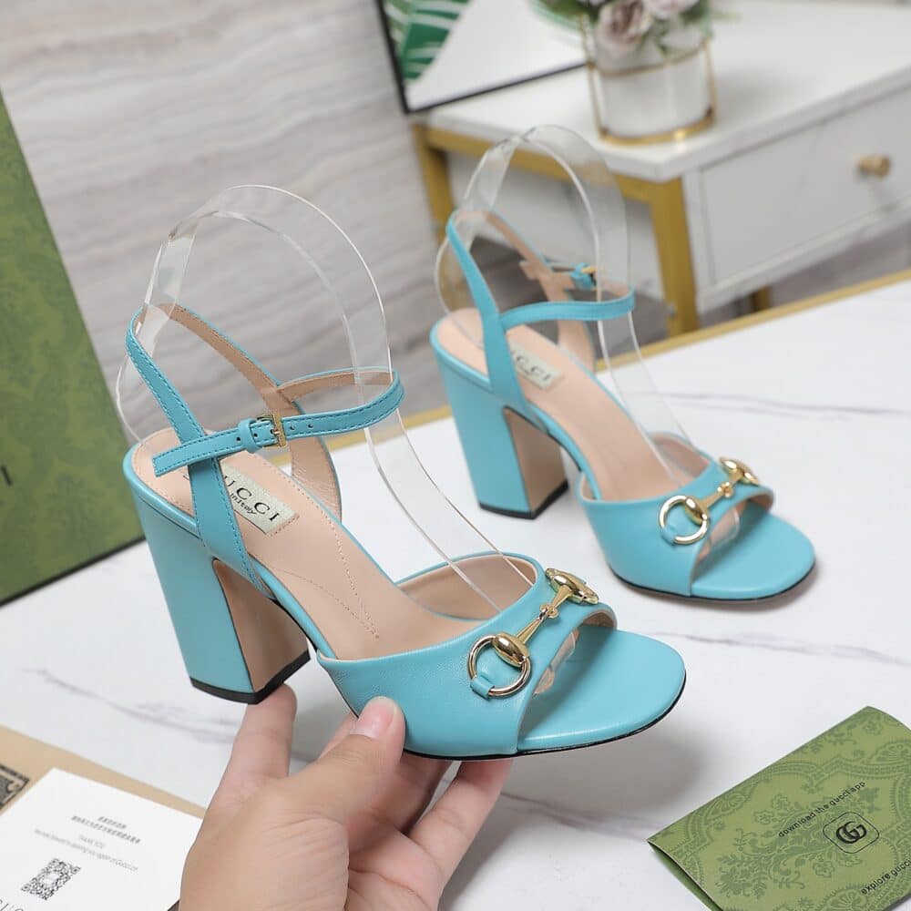 GUCCI WOMEN'S HORSEBIT HIGH HEEL SANDAL BLUE ‎771600 C9D00 4728 - Image 4