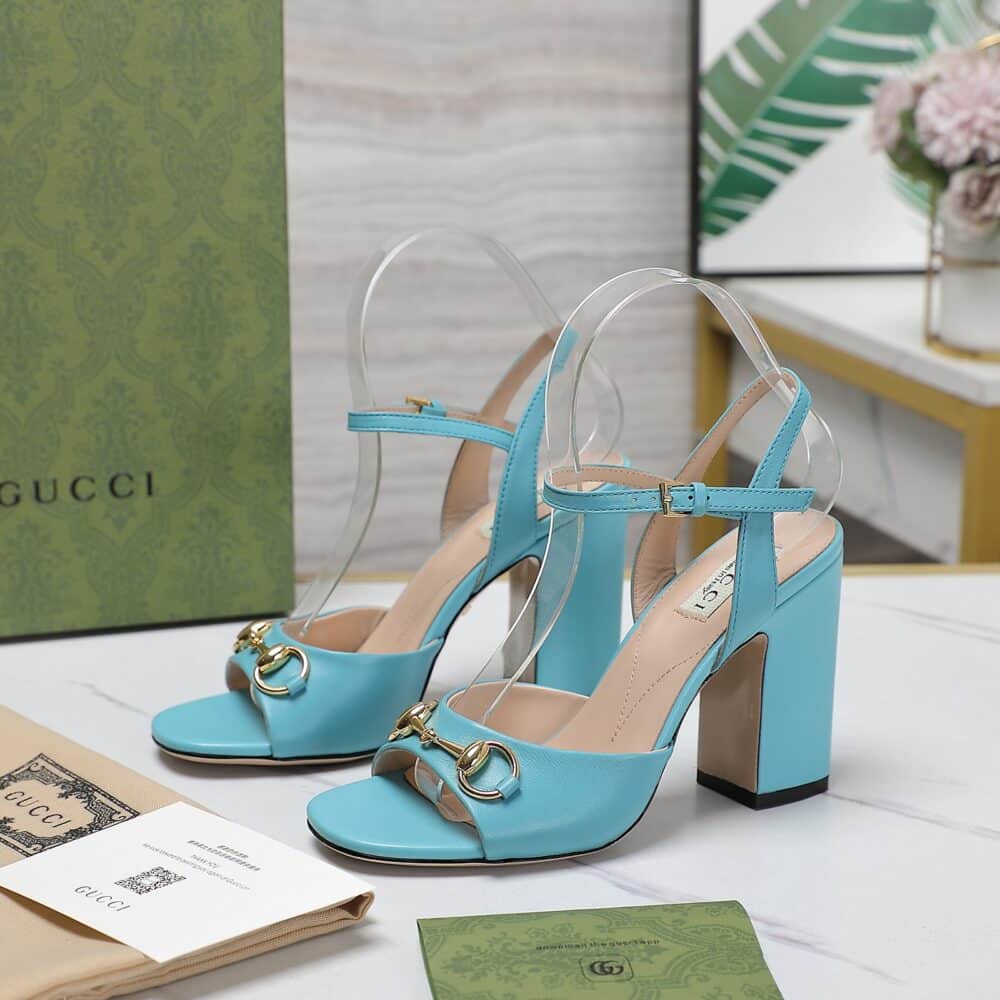 GUCCI WOMEN'S HORSEBIT HIGH HEEL SANDAL BLUE ‎771600 C9D00 4728 - Image 3